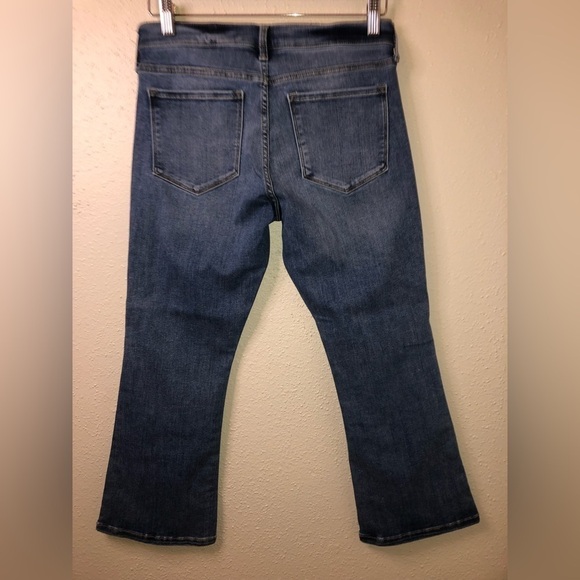 Banana Republic X Olivia Palermo Medium Wash Dark Rinse Crop Flare Leg Jeans - Picture 6 of 14